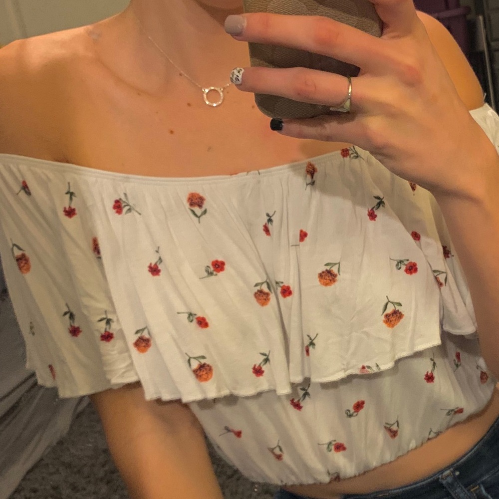 Forever 21 off the shoulder white crop top